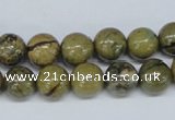 CGJ63 15.5 inches 12mm round green line jasper beads wholesale