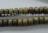 CGJ64 15.5 inches 5*8mm tyre green line jasper beads wholesale