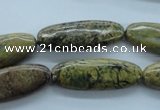CGJ66 15.5 inches 10*28mm oval green line jasper beads wholesale