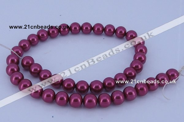 CGL316 5PCS 16 inches 12mm round dyed glass pearl beads wholesale