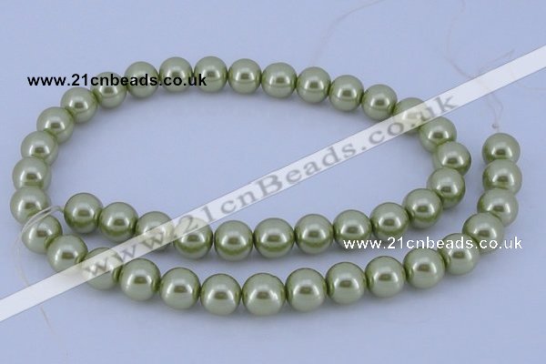 CGL363 10PCS 16 inches 6mm round dyed glass pearl beads wholesale