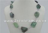 CGN04 20 inches natural fluorite nugget beads & braided rope necklaces