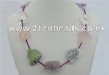 CGN05 20 inches natural multi color quartz nugget & braided rope necklaces