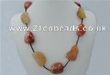 CGN06 20 inches natural red agate nugget beads & braided rope necklaces