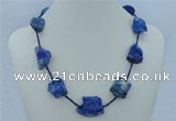 CGN07 20 inches natural lapis lazuli nugget beads & braided rope necklaces