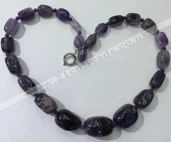 CGN120 22 inches 10*14mm - 20*30mm nuggets amethyst necklaces