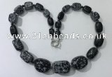 CGN132 22 inches 10*14mm - 20*30mm nuggets snowflake obsidian necklaces