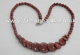 CGN16 18.5 inches round & flat round goldstone beads necklaces