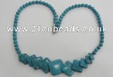 CGN17 18.5 inches round & diamond imitation turquoise beads necklaces