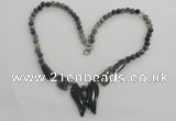 CGN21 18.5 inches round & leaf moss agate gemstone beads necklaces