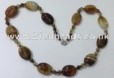 CGN216 22 inches 6mm round & 18*25mm oval agate necklaces