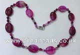 CGN217 22 inches 6mm round & 18*25mm oval agate necklaces