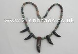 CGN22 18.5 inches round & talon moss agate gemstone beads necklaces