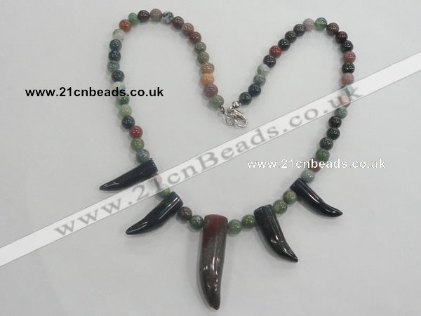 CGN22 18.5 inches round & talon moss agate gemstone beads necklaces