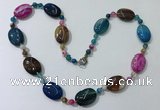 CGN222 22 inches 6mm round & 18*25mm oval agate necklaces