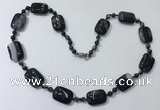 CGN240 22 inches 6mm round & 18*25mm rectangle agate necklaces
