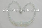 CGN25 18.5 inches round & flat round milky white opal beads necklaces