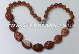 CGN260 20.5 inches 8mm round & 18*25mm flat teardrop agate necklaces