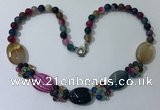 CGN279 18.5 inches 8mm round & 18*25mm oval agate beaded necklaces