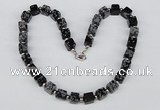 CGN30 18.5 inches 10*10mm cube snowflake obsidian gemstone necklaces