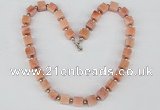 CGN32 18.5 inches 10*10mm cube red aventurine gemstone necklaces