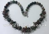 CGN357 19.5 inches chinese crystal & Indian agate beaded necklaces