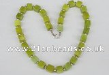 CGN37 18.5 inches 10*10mm cube lemon jade gemstone necklace jewelry