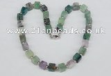 CGN38 18.5 inches 10*10mm cube fluorite gemstone necklace jewelry