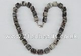 CGN39 18.5 inches 10*10mm cube black water jasper gemstone necklaces