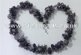 CGN403 19.5 inches chinese crystal & amethyst chips beaded necklaces