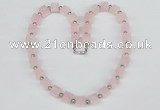 CGN41 18.5 inches 10*10mm cube rose quartz gemstone necklaces