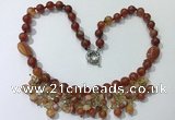 CGN481 21.5 inches chinese crystal & striped agate beaded necklaces