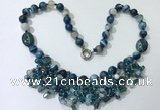 CGN483 21.5 inches chinese crystal & striped agate beaded necklaces