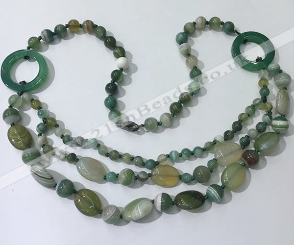 CGN599 23.5 inches striped agate gemstone beaded necklaces