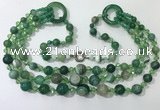 CGN630 24 inches chinese crystal & striped agate beaded necklaces