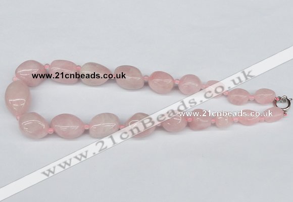 CGN65 18.5 inches 10*16mm � 20*30mm nuggets rose quartz necklaces