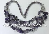 CGN697 22.5 inches chinese crystal & amethyst beaded necklaces