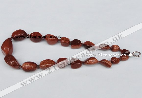 CGN74 18.5 inches 10*14mm � 20*35mm nuggets goldstone necklaces