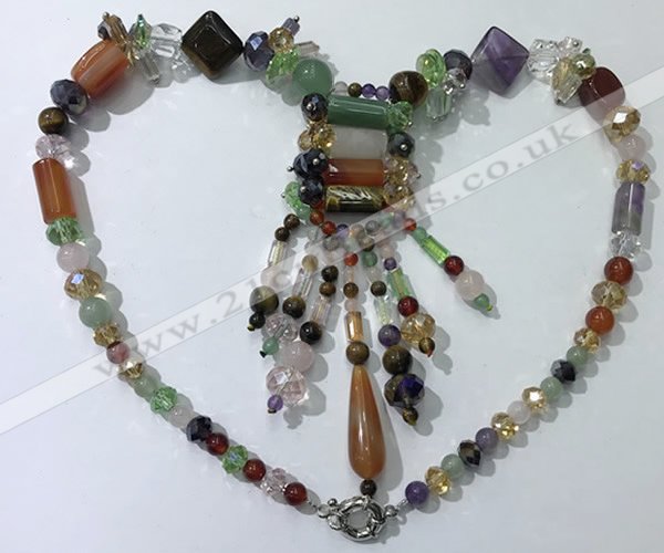 CGN818 19.5 inches chinese crystal & mixed gemstone statement necklaces