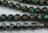 CGO102 15.5 inches 8mm round gold green color stone beads