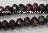 CGO25 15.5 inches 8*12mm faceted rondelle gold multi-color stone beads