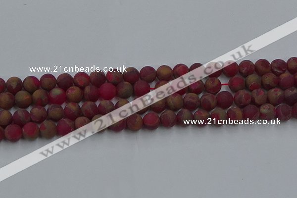 CGO252 15.5 inches 8mm round matte gold multi-color stone beads