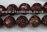 CGO67 15.5 inches 16mm faceted round gold red color stone beads