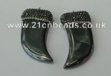 CGP156 28*55mm horn hematite gemstone pendants wholesale