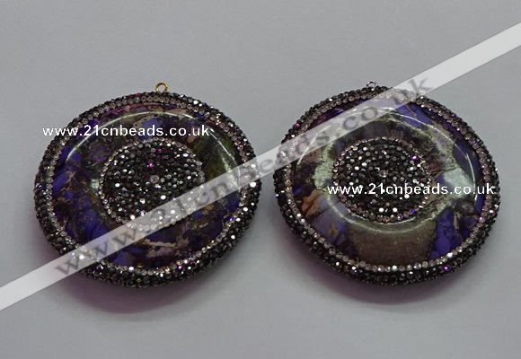 CGP1594 55mm coin sea sediment jasper pendants wholesale