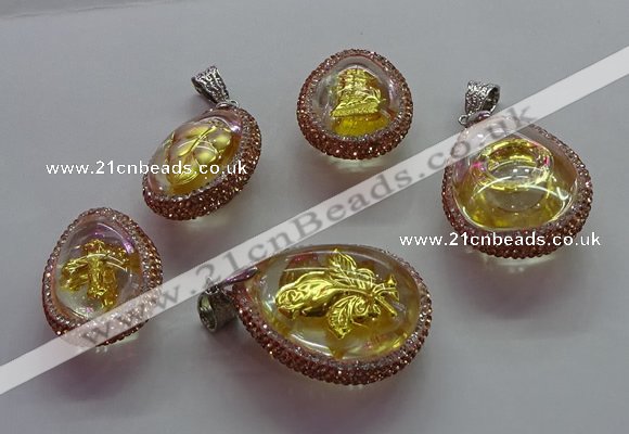 CGP1600 25*35mm - 30*40mm teardrop crystal glass pendants
