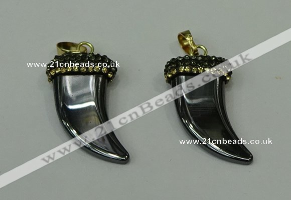 CGP165 18*35mm horn hematite gemstone pendants wholesale