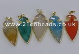 CGP3008 22*45mm arrowhead agate gemstone pendants wholesale