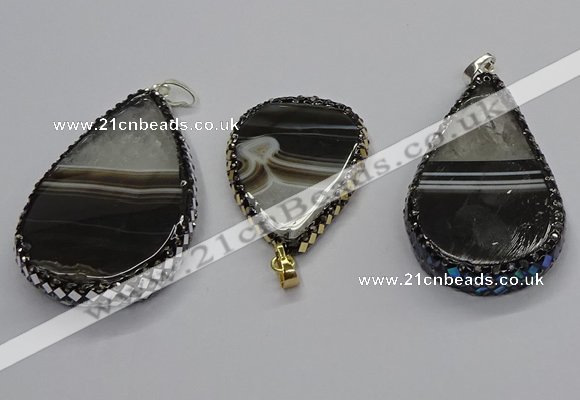 CGP3048 30*45mm - 35*60mm flat teardrop druzy agate pendants