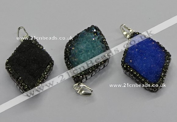 CGP3103 25*40mm diamond druzy agate pendants wholesale